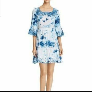 Cupio  Boho Bell Sleeve Tie Dye Blue Dress size large